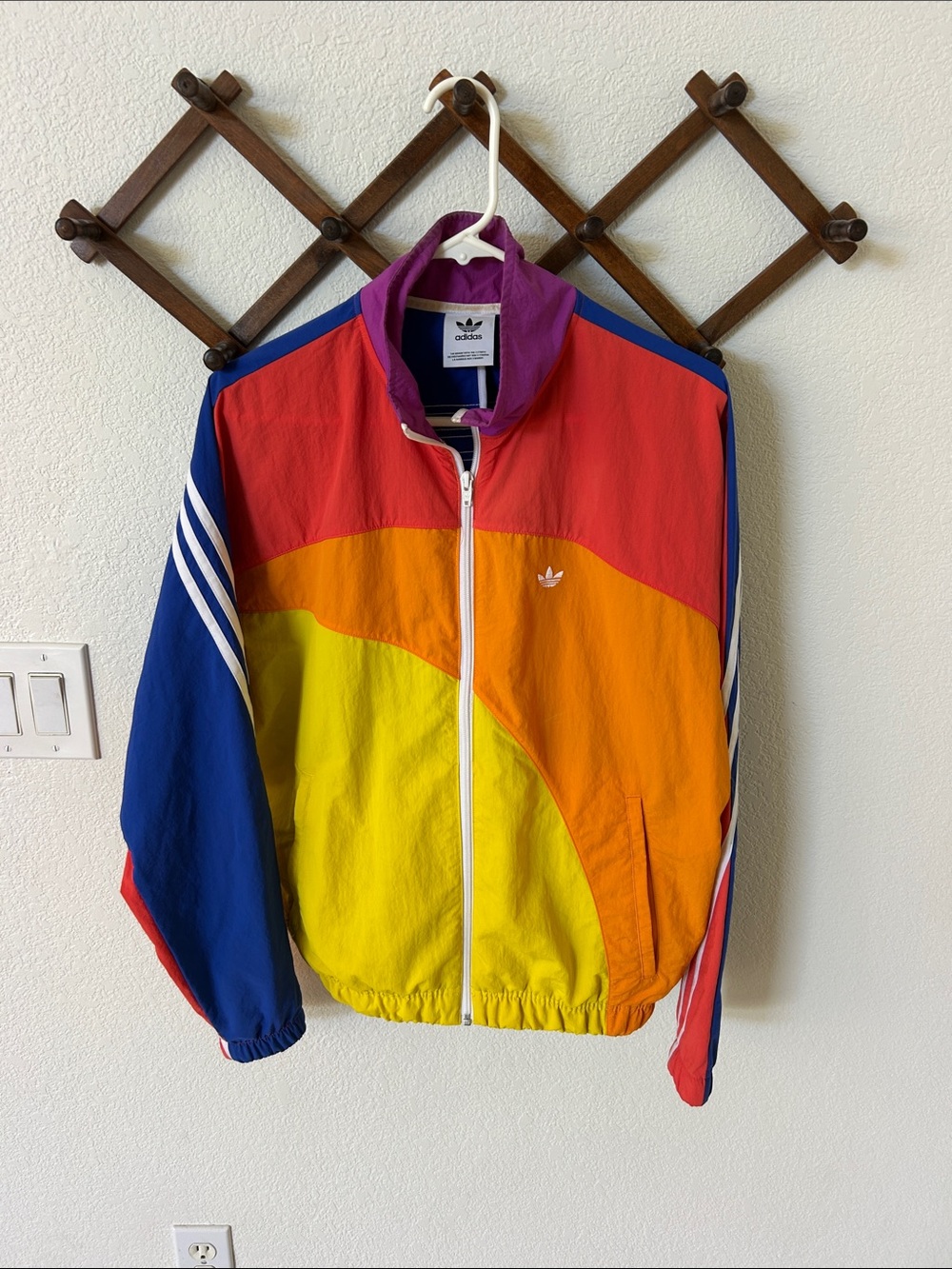 adidas Colorblock windbreaker Jacket in Red, Yellow, Orange & Blue
